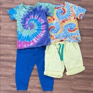 Toddler Outfits - Colorful Tie-Dye T-Shirts and Pants and shorts Set